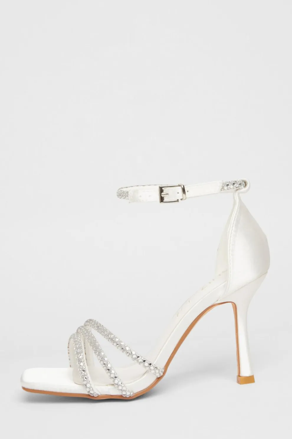 Bridal Wide Fit White Diamante Heels