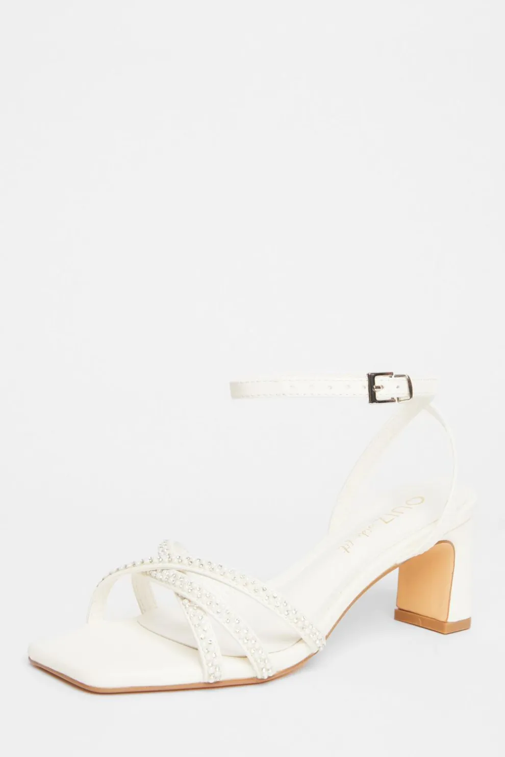 Bridal Wide Fit White Diamante Heeled Sandals