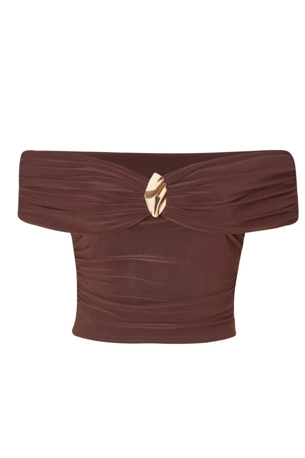 Brown Bardot Crop Top