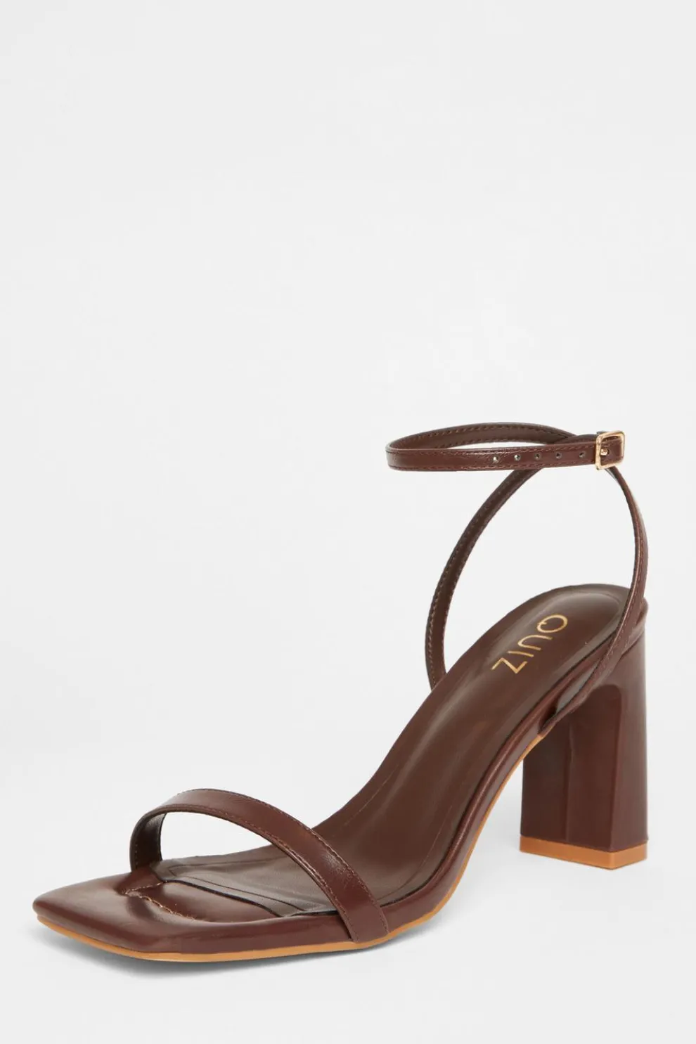 Brown Barely There Block Heels