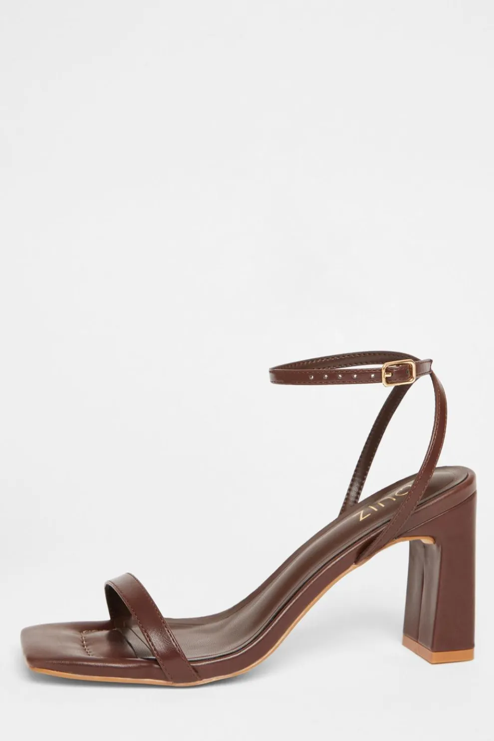 Brown Barely There Block Heels