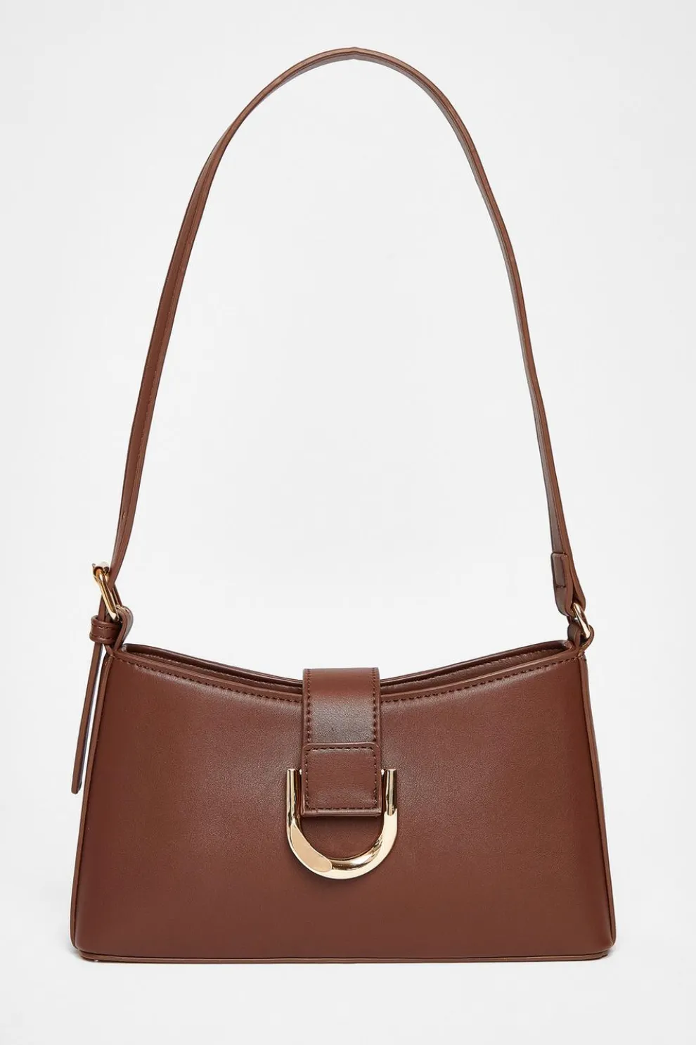 Brown Buckle Detail Shoulder Bag
