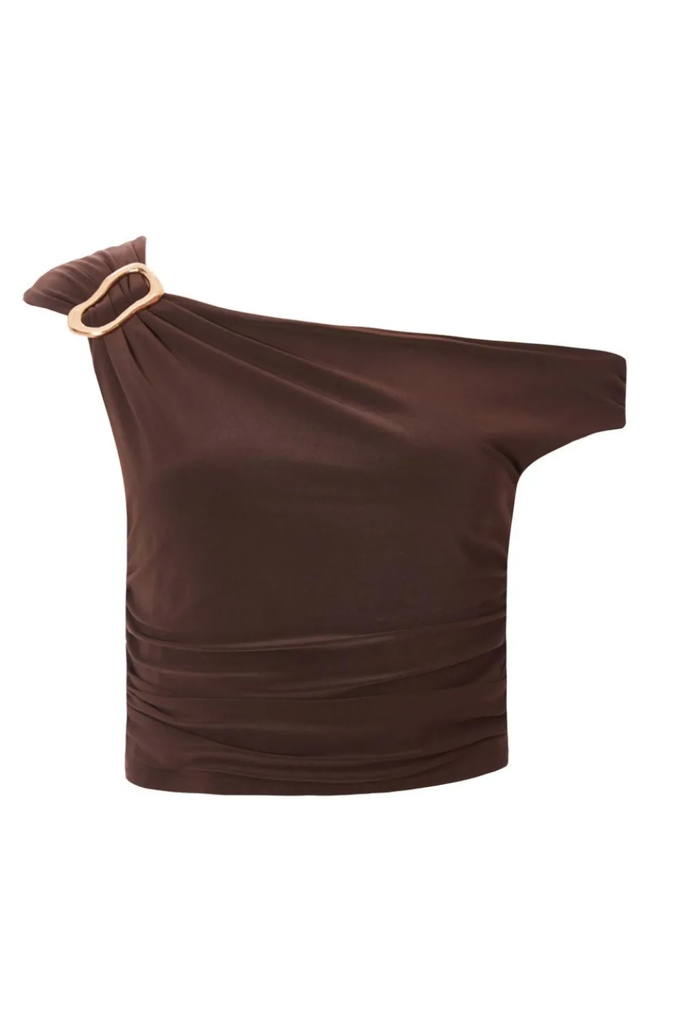 Brown Buckle One Shoulder Top