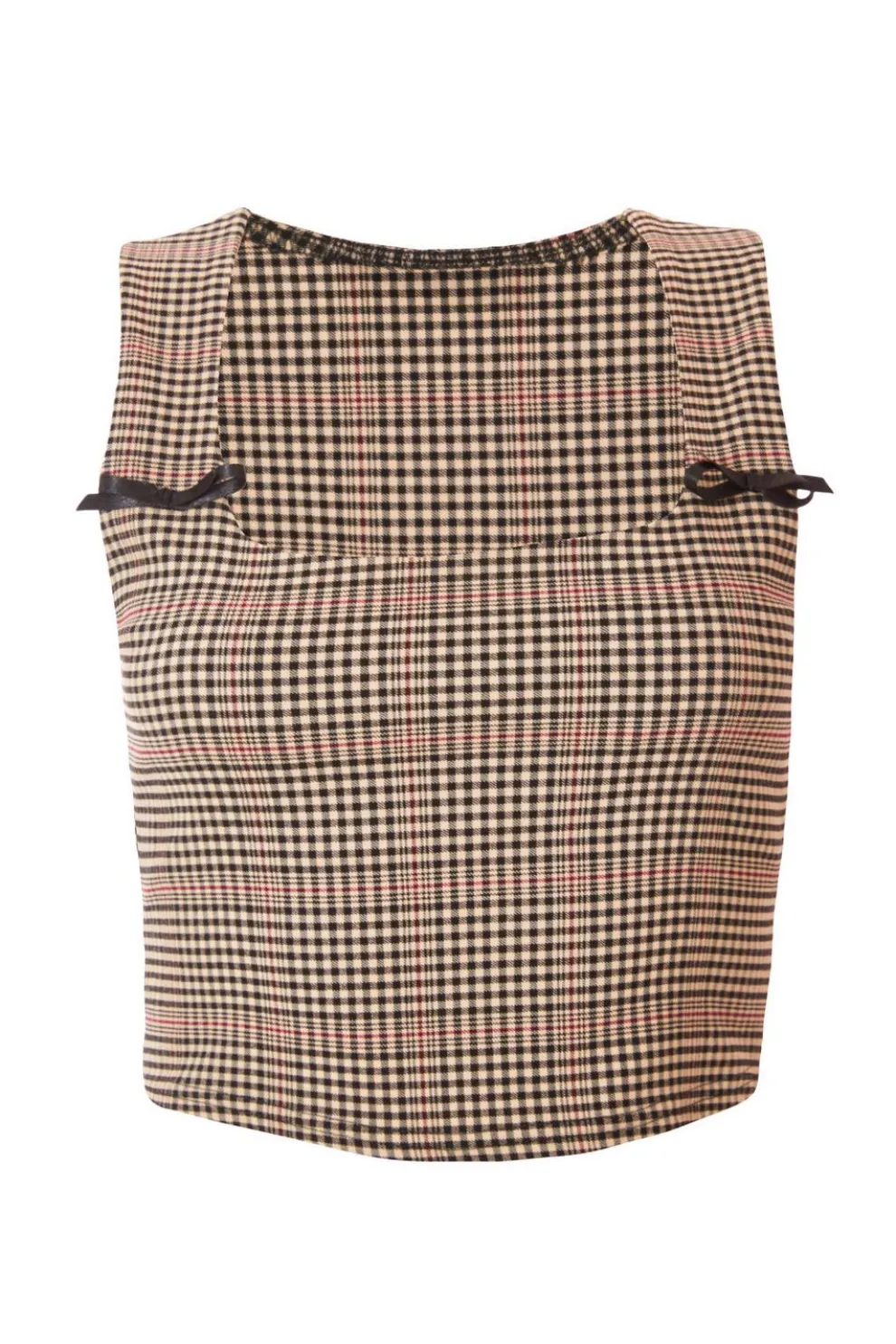 Brown Checked Corset Top