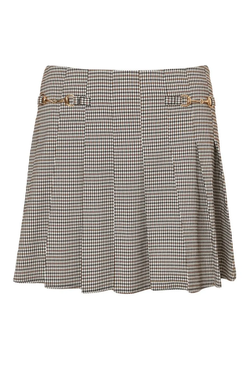 Brown Checked Mini Skirt