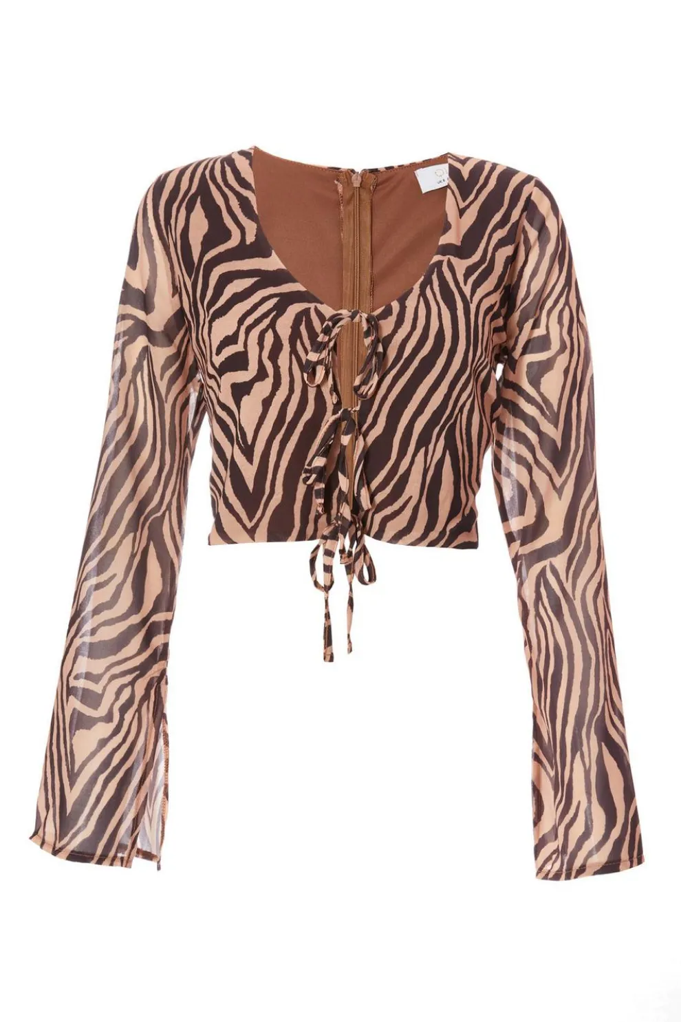 Brown Chiffon Tiger Print Top