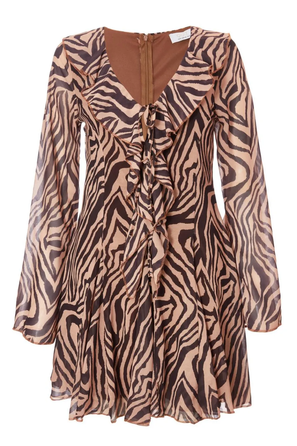 Brown Chiffon Tiger Print Dress