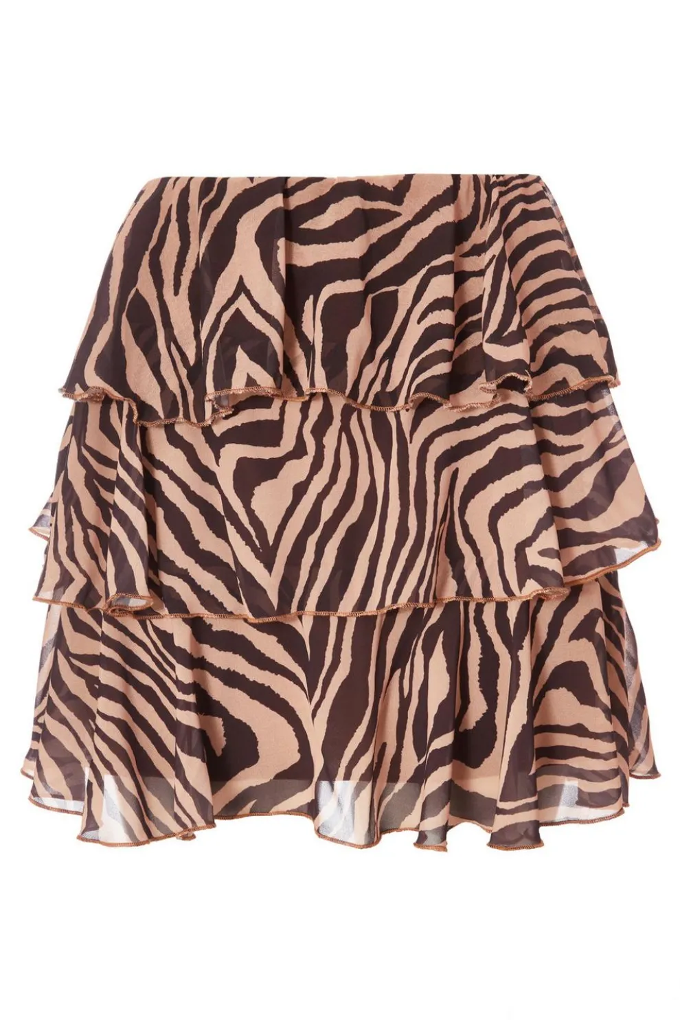 Brown Chiffon Tiger Print Skirt