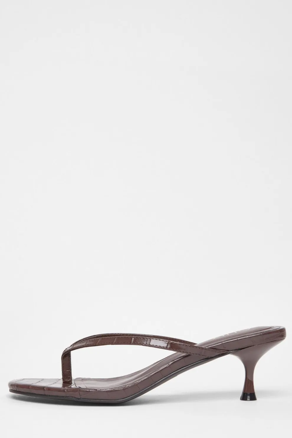 Brown Croc Toe Post Heels