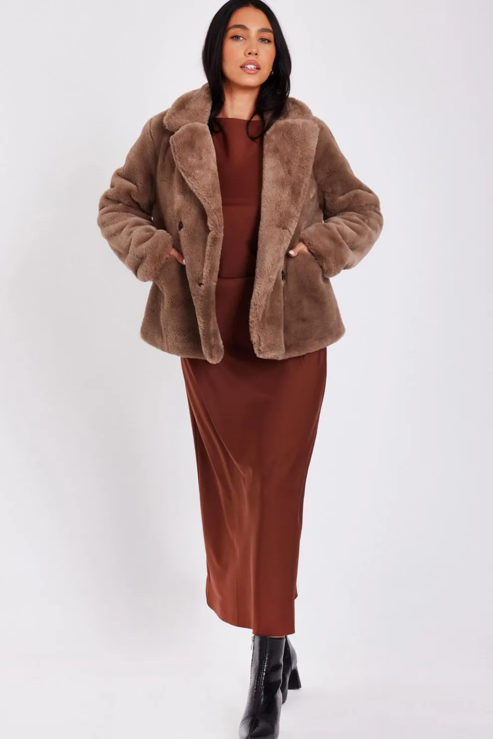 Brown Faux Fur Jacket