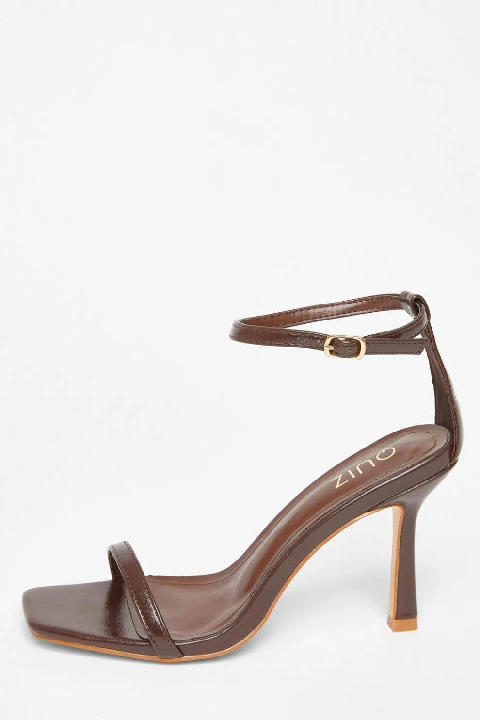 Brown Faux Leather Barely There Heels