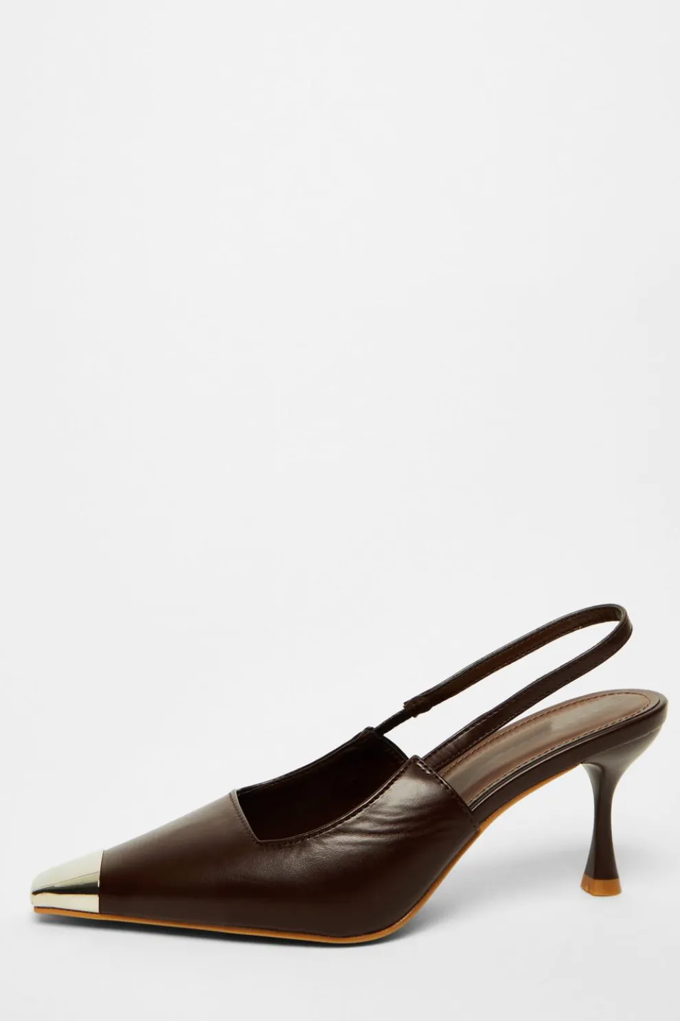 Brown Faux Leather Court Heel