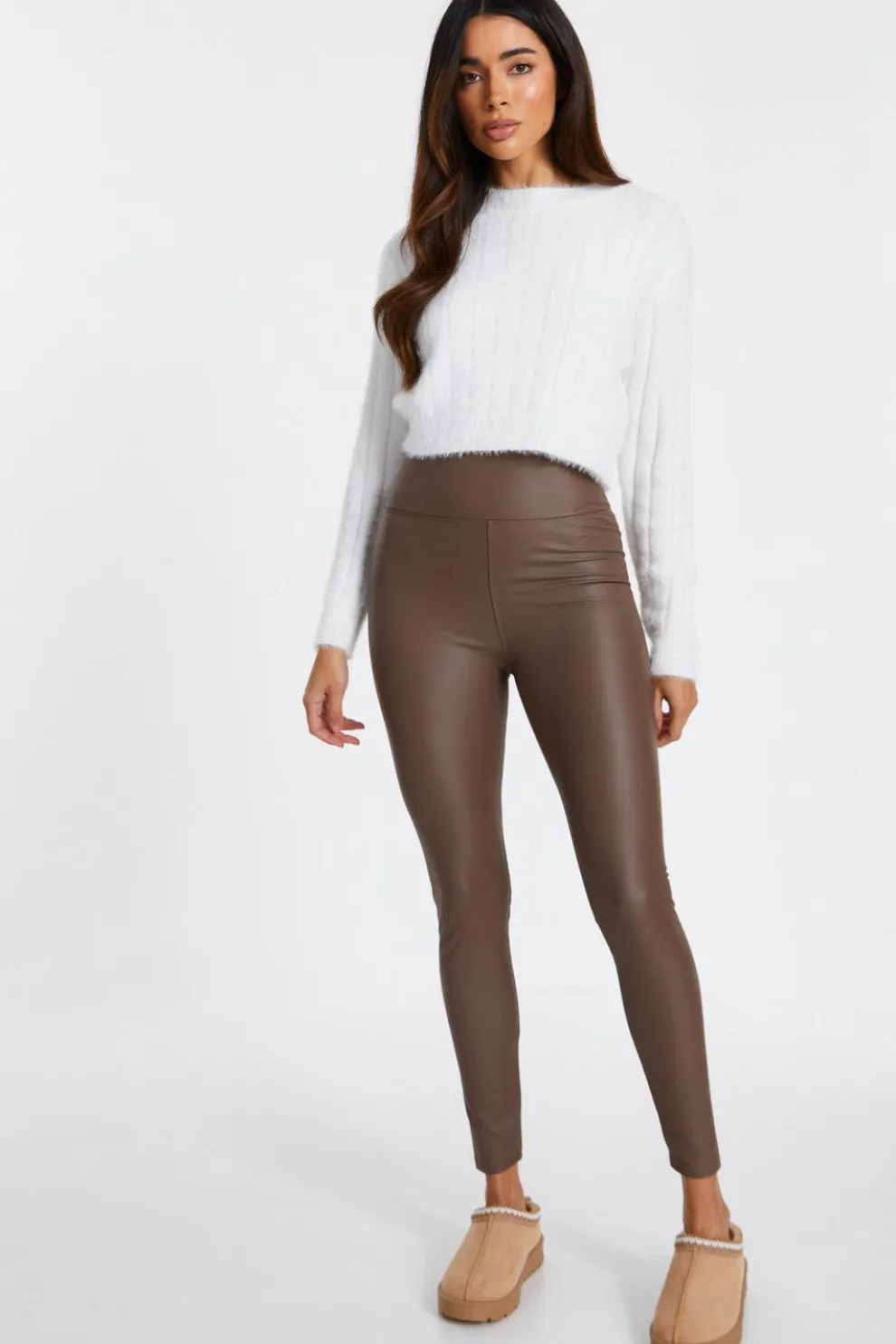 Brown Faux Leather Leggings