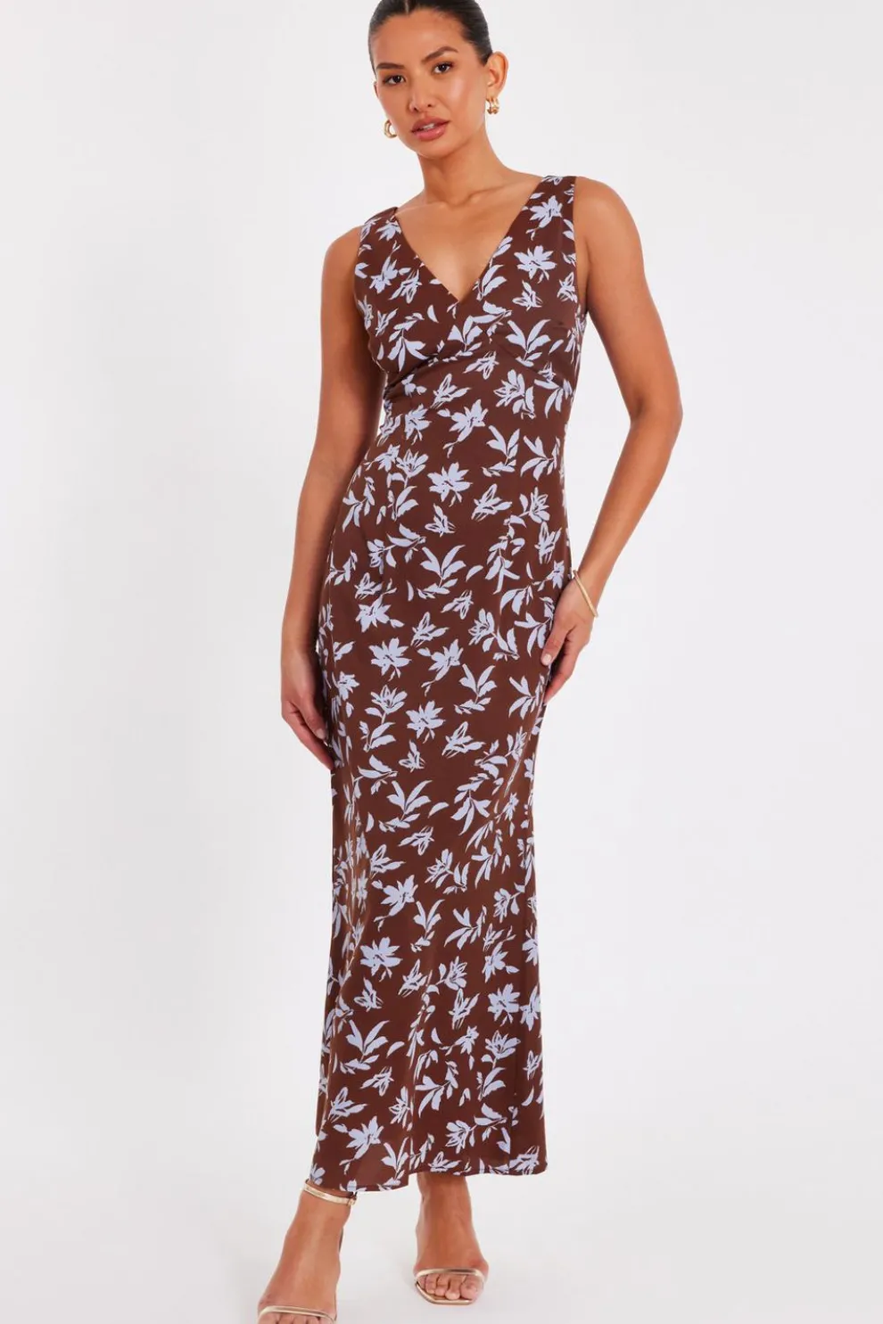 Brown Floral Midaxi Dress
