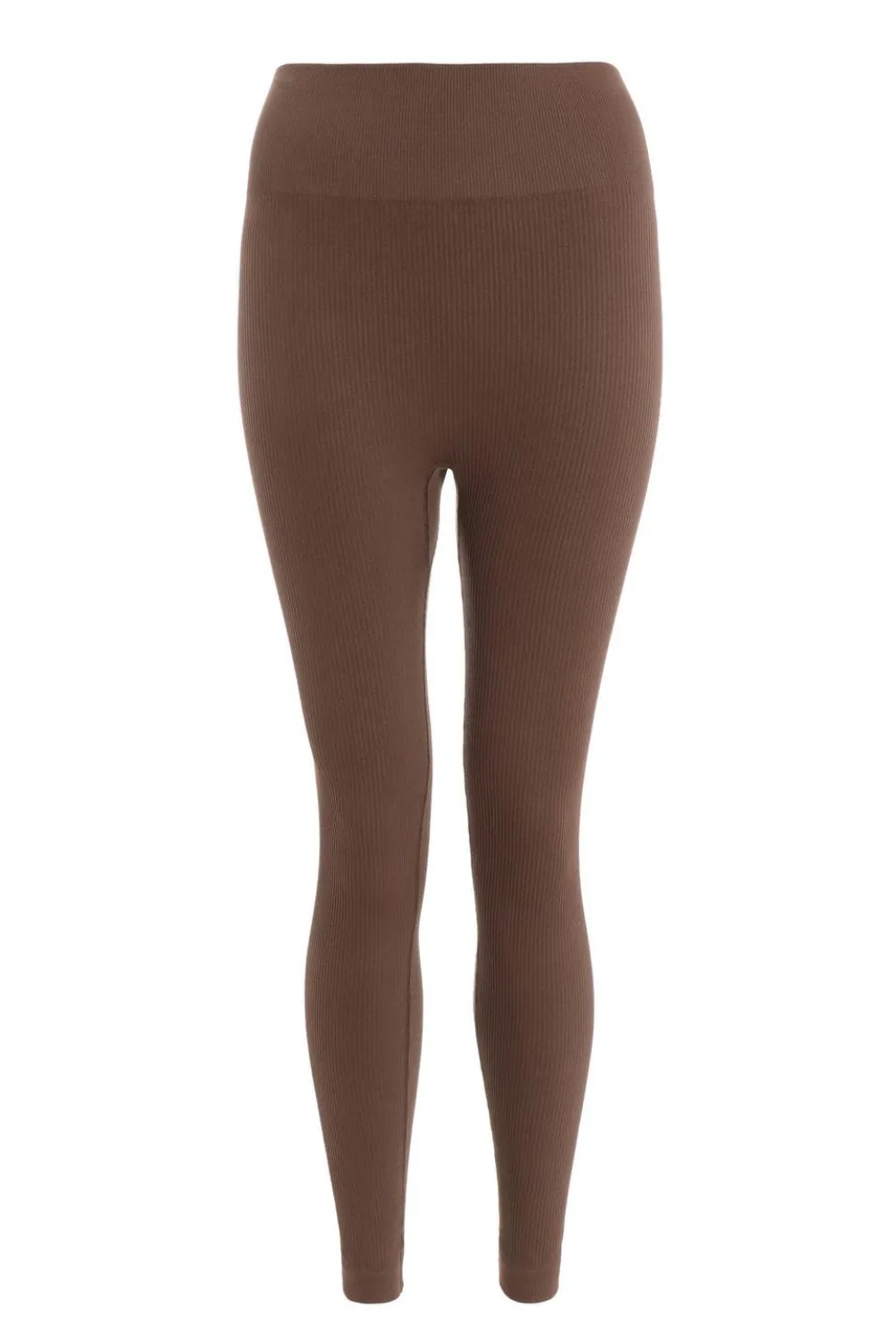 Brown Knit Ribbed Leggings