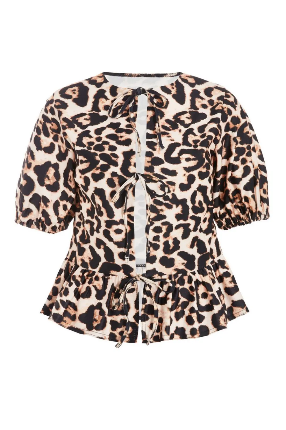 Brown Leopard Print Tie Top