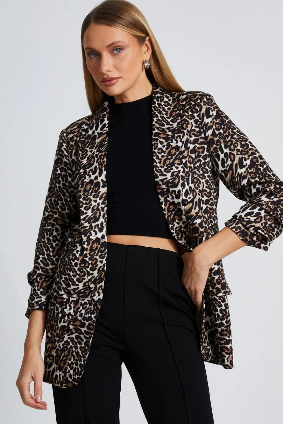Brown Leopard Print Blazer