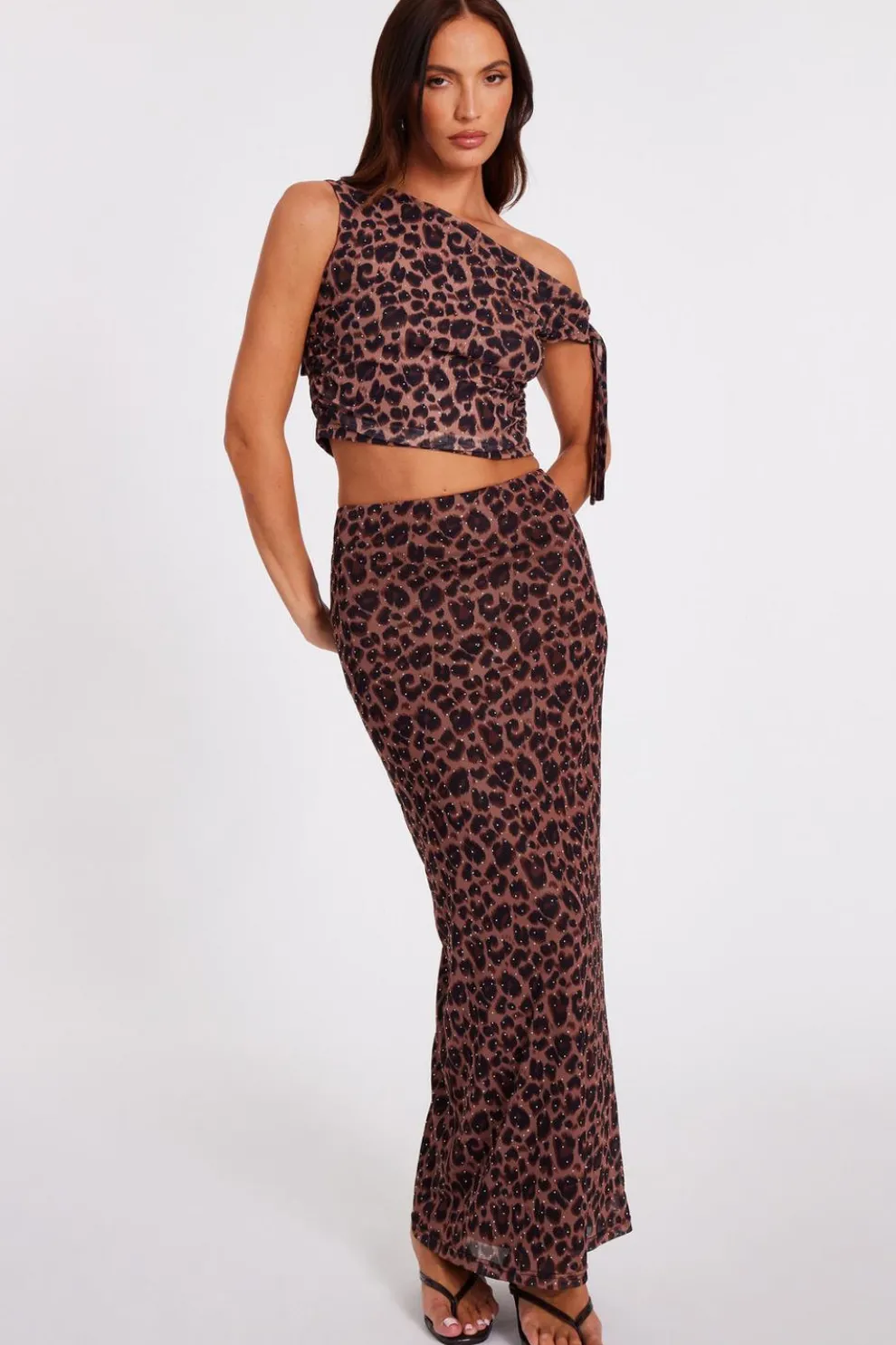 Brown Leopard Print Maxi Skirt