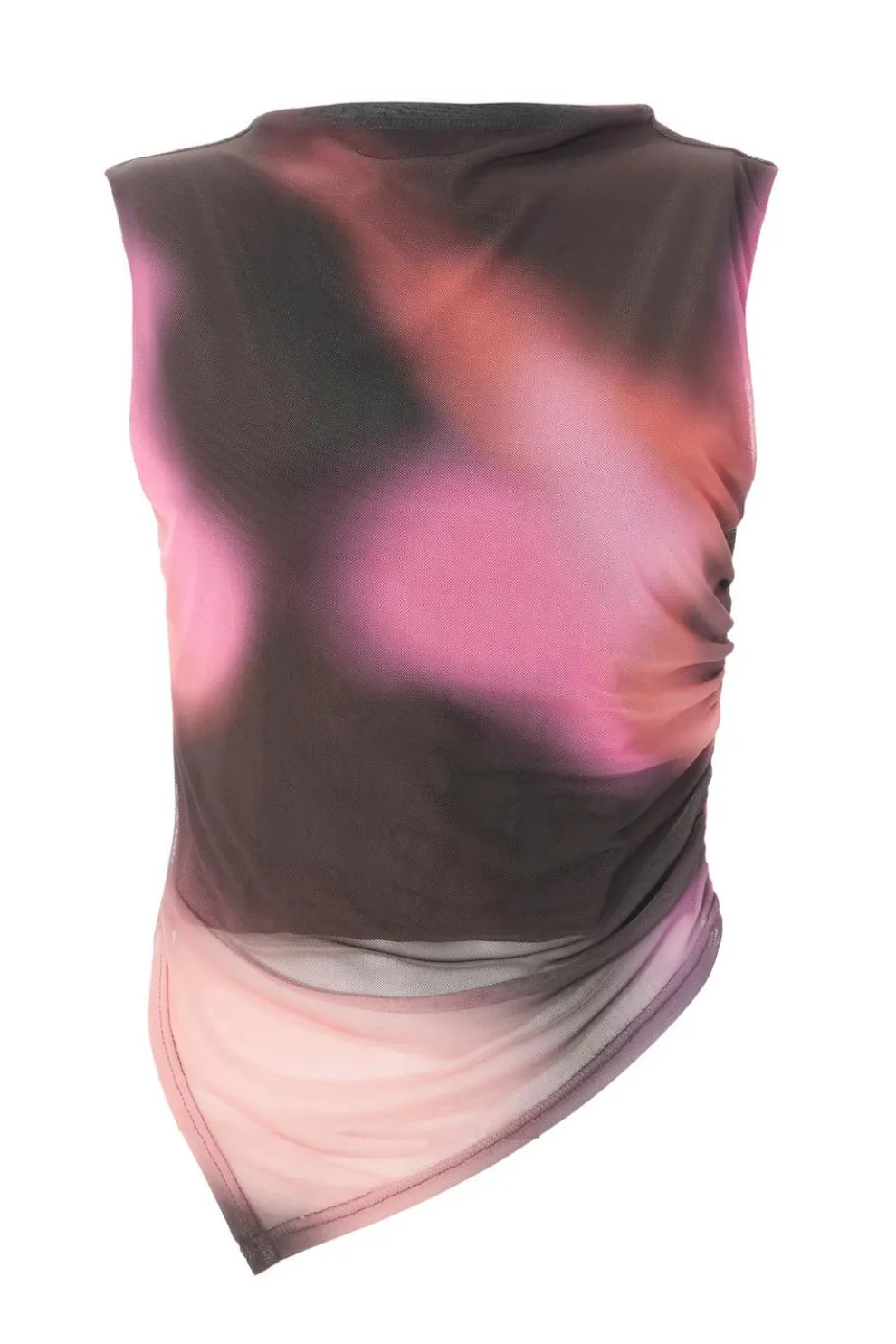 Brown Mesh Marble Print Crop Top