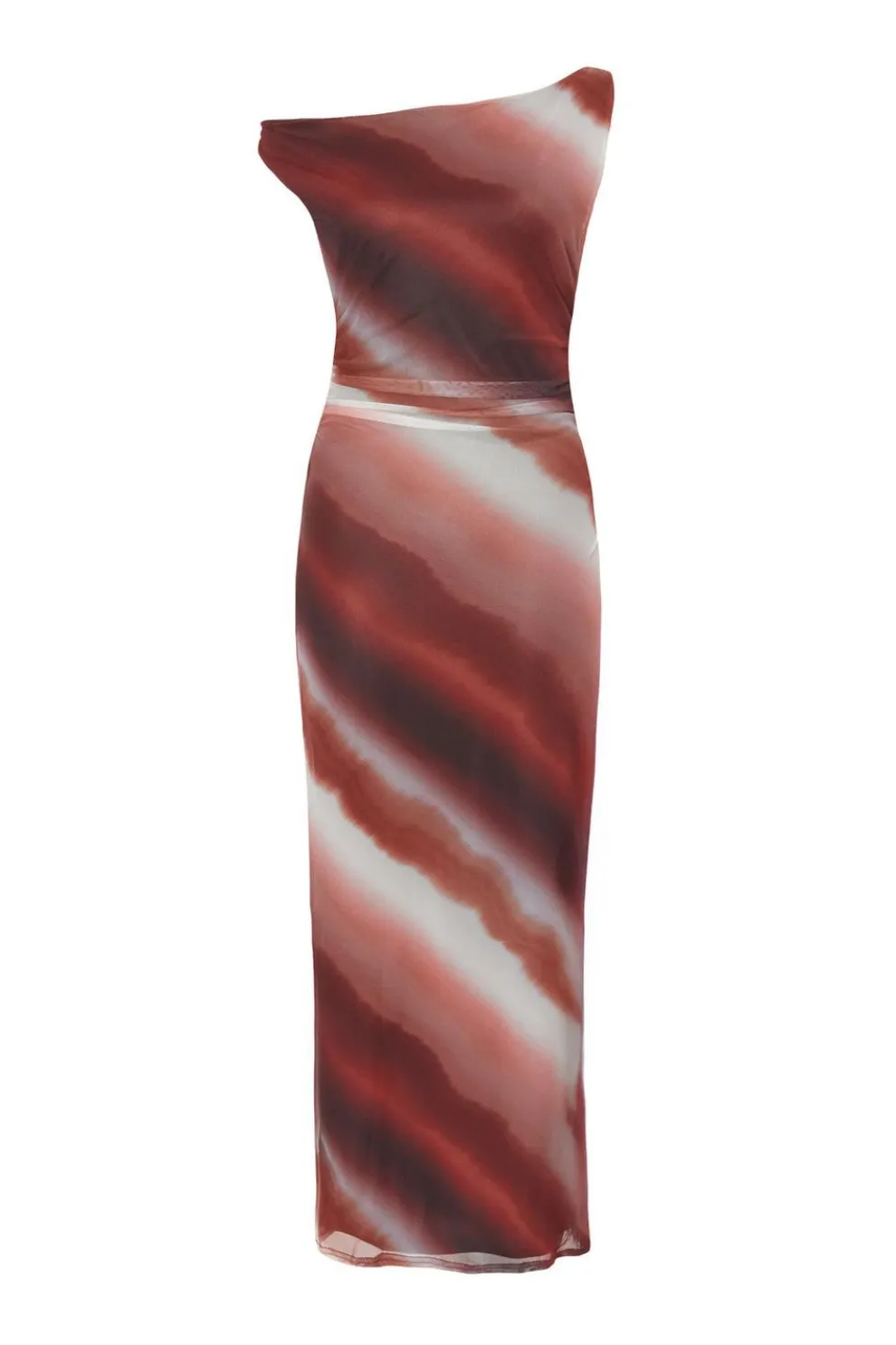 Brown Mesh Ombre Midaxi Dress