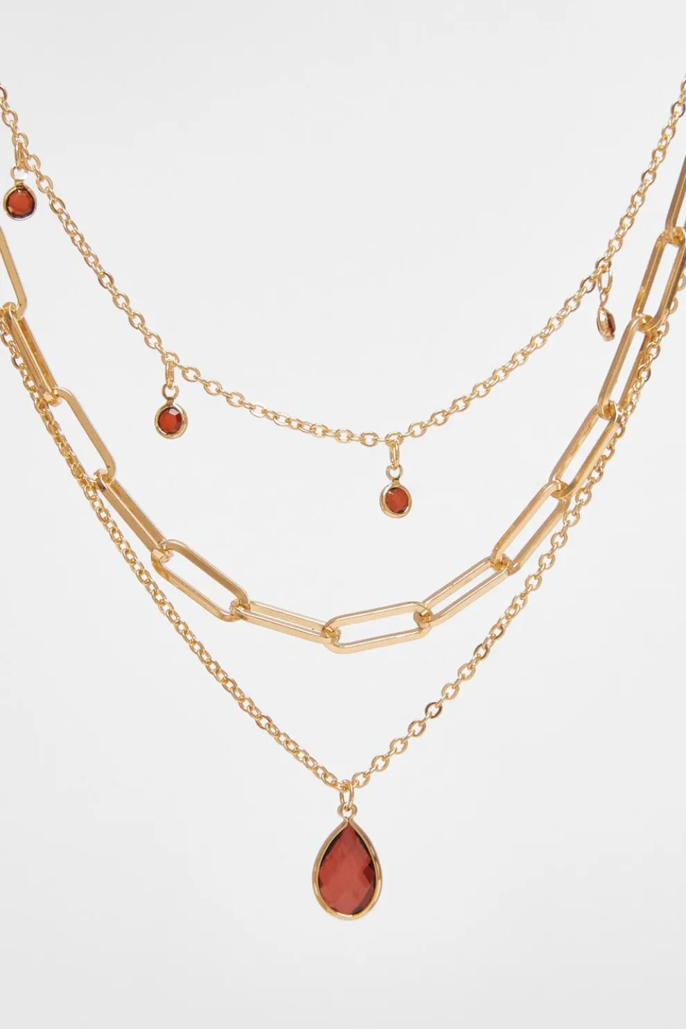 Brown Multi Stone Layered Necklace