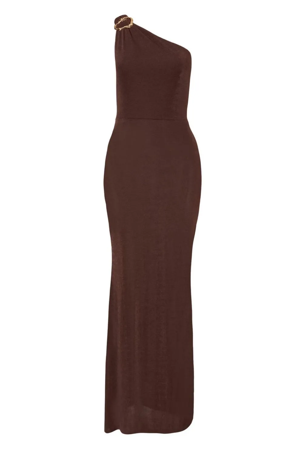 Brown One Shoulder Maxi Dress