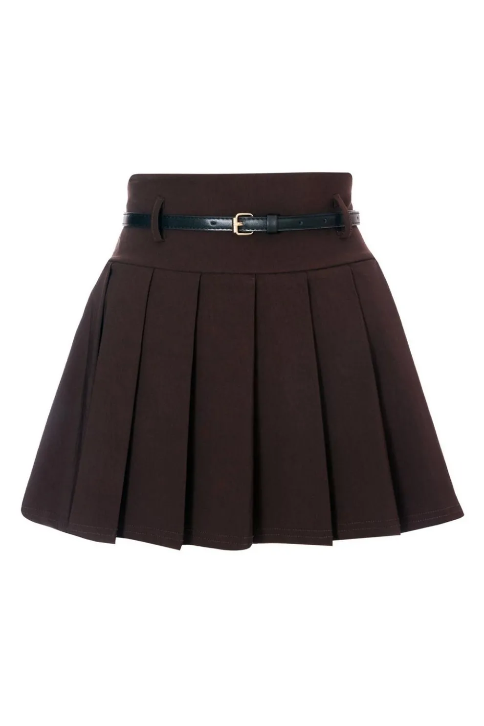 Brown Pleated Mini Skirt