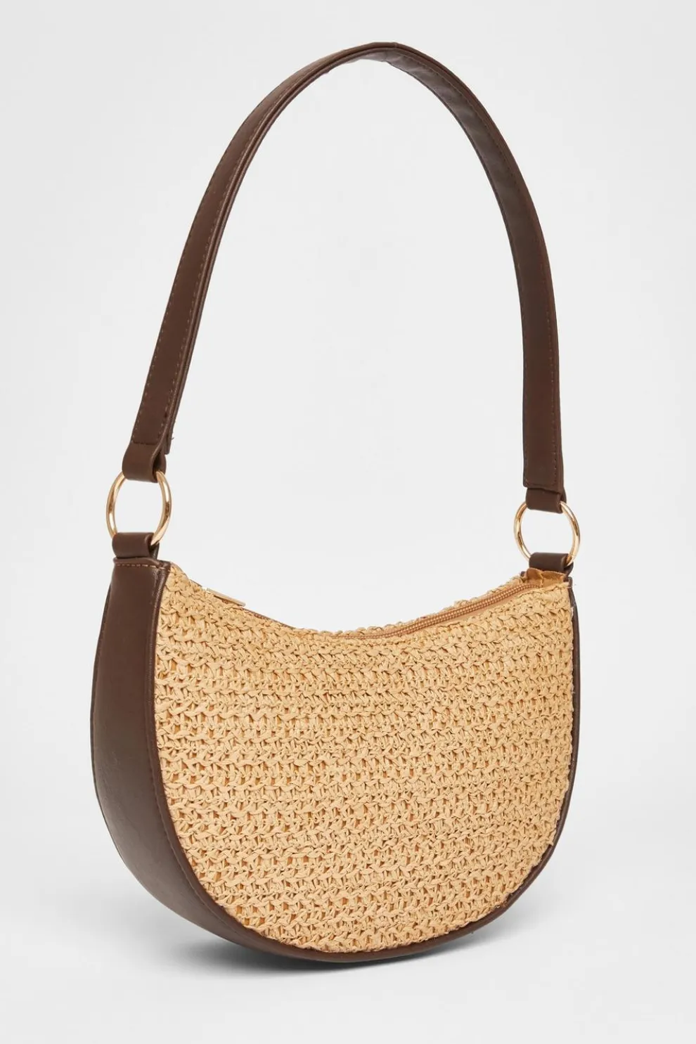 Brown Raffia Shoulder Bag