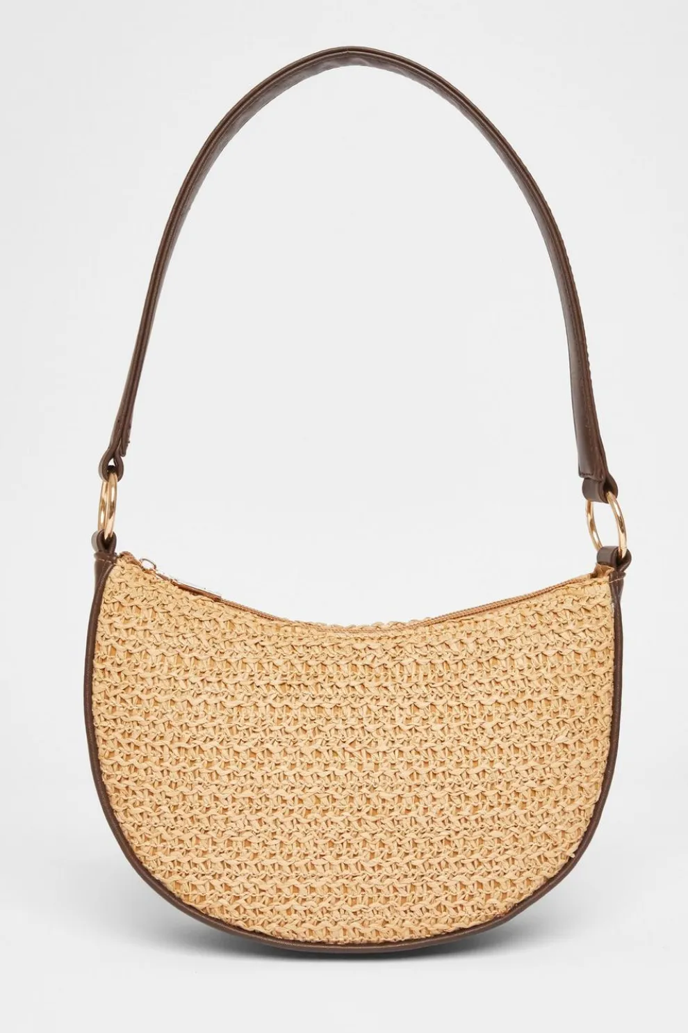 Brown Raffia Shoulder Bag