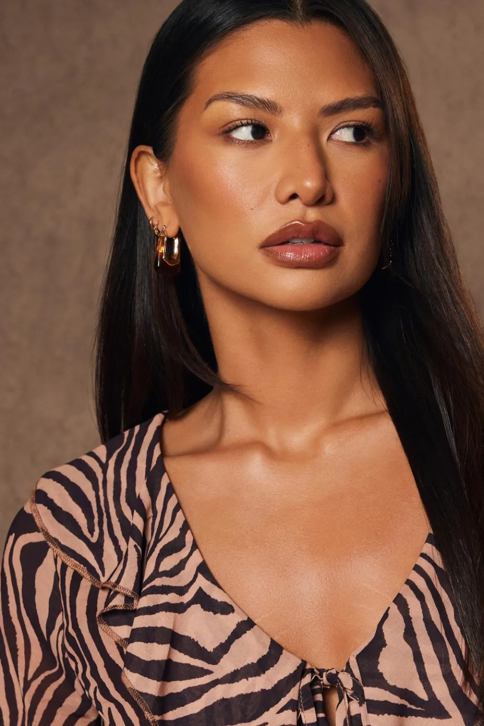 Brown Resin Hoop Earrings