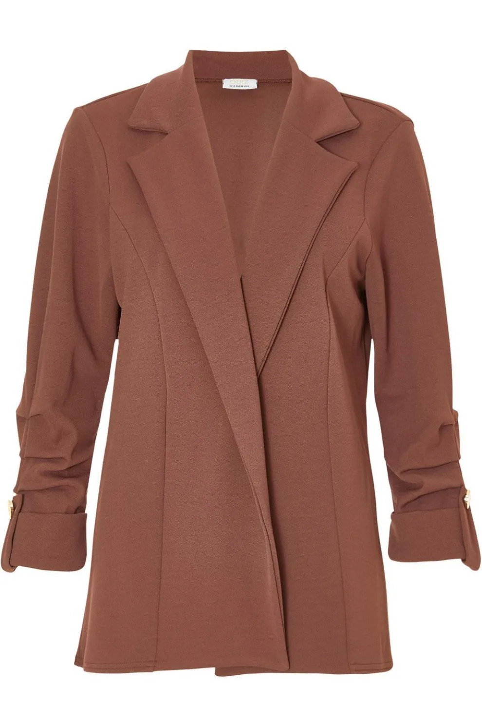 Brown Ruched Sleeve Blazer