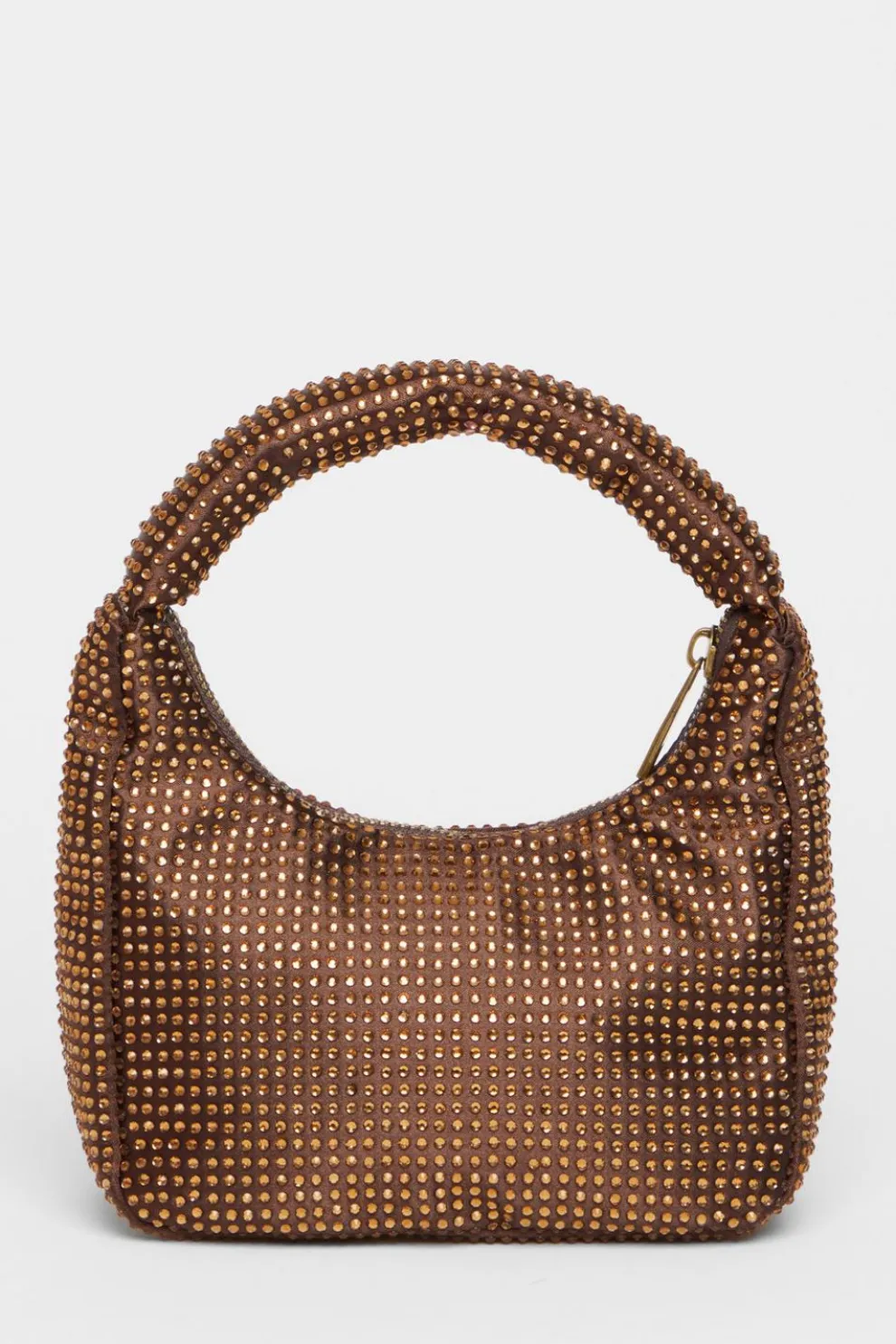 Brown Satin Diamante Bag