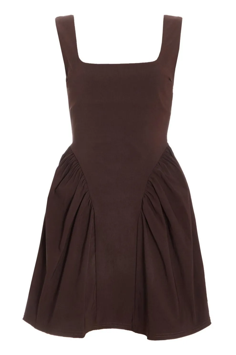 Brown Scoop Back Skater Dress