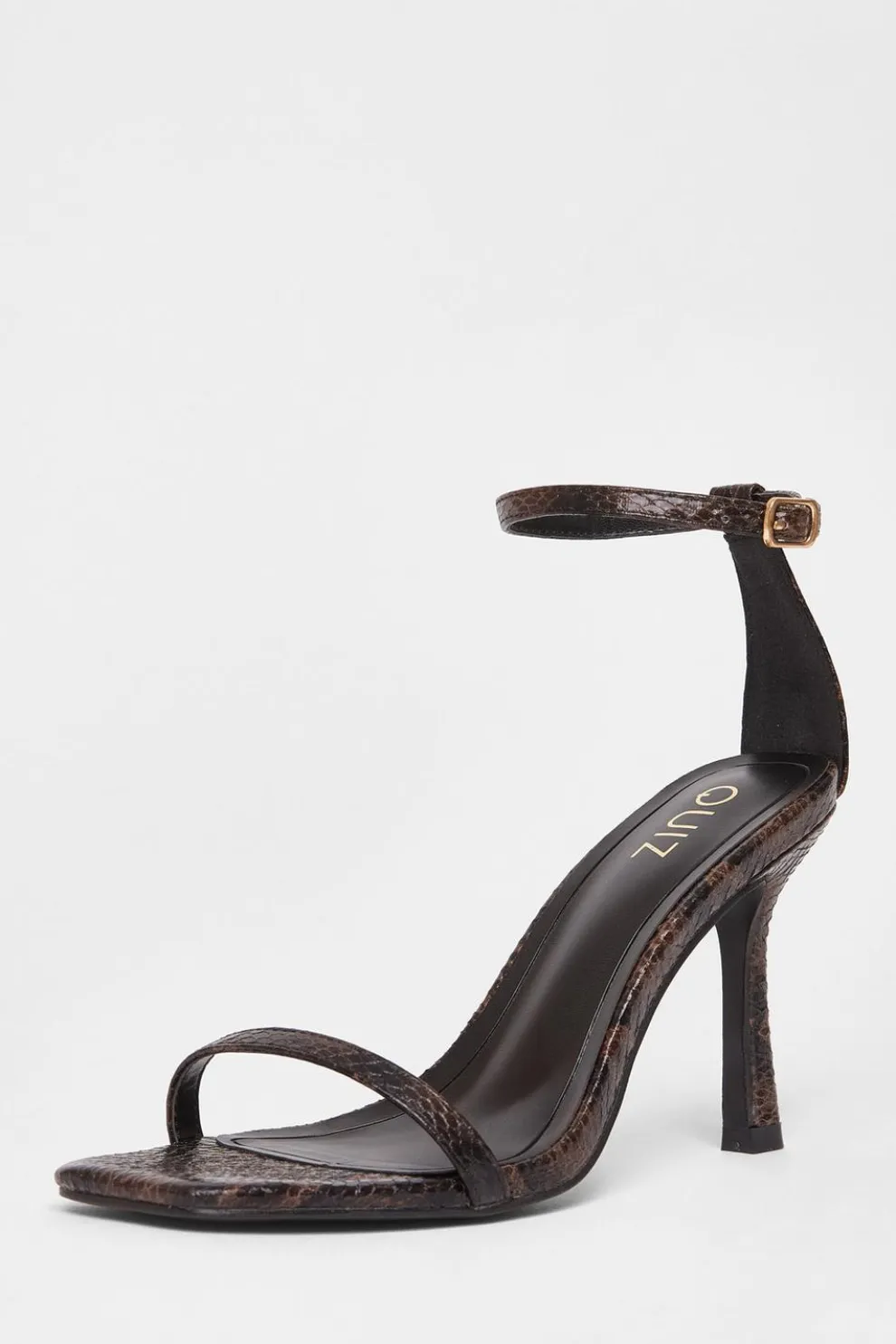 Brown Snake Print Barely There Heels