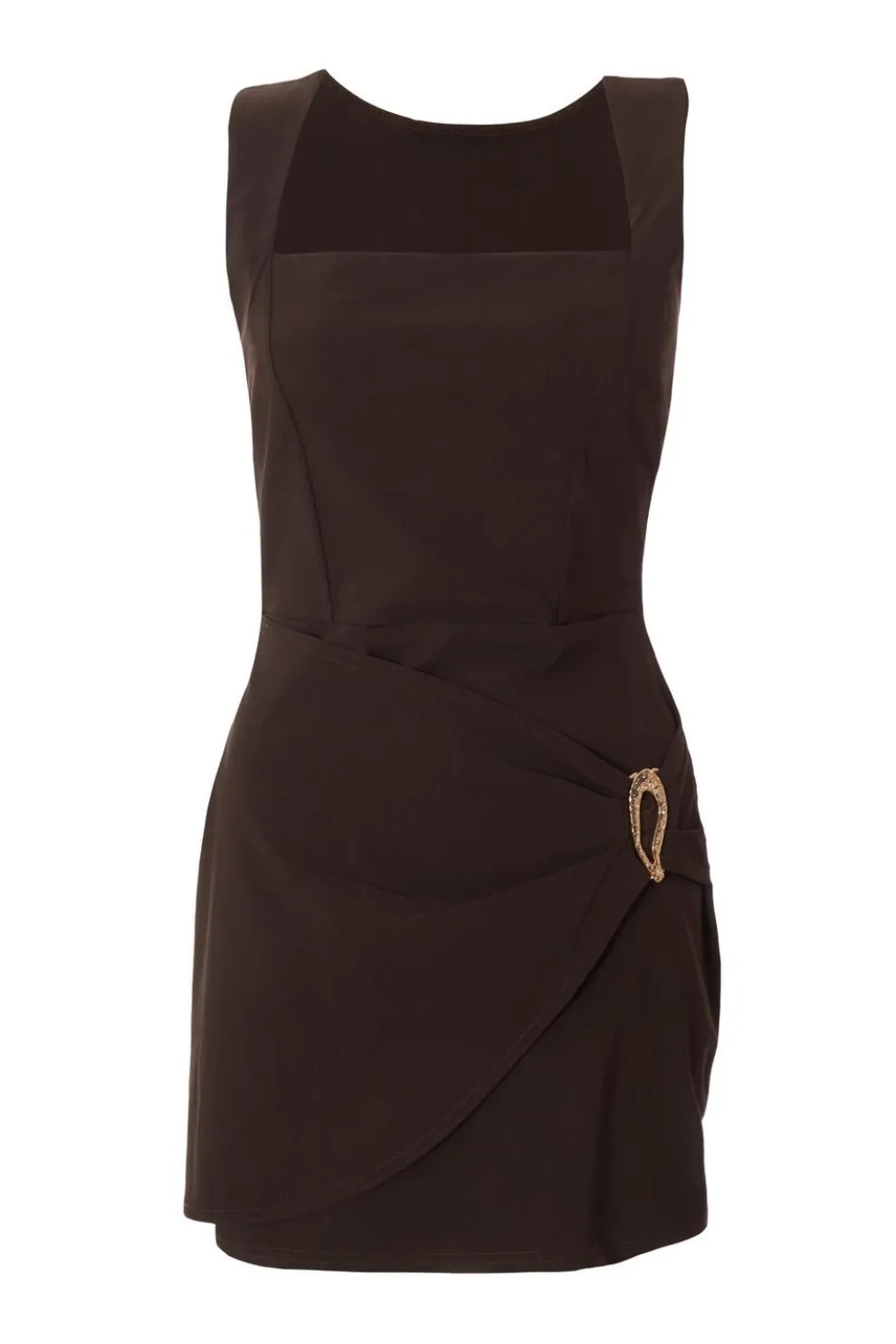Brown Square Neck Mini Dress