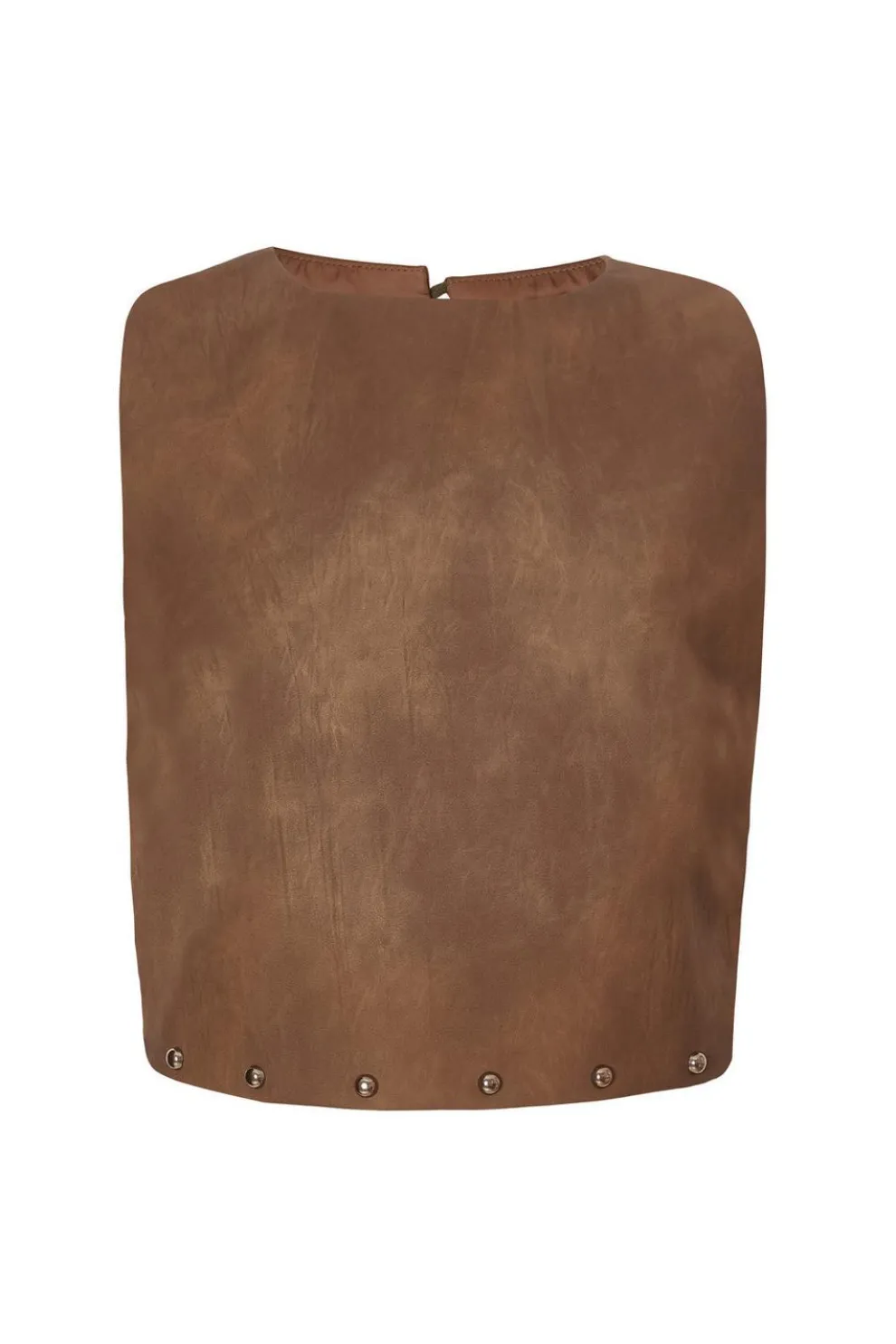 Brown Studded Faux Leather Top