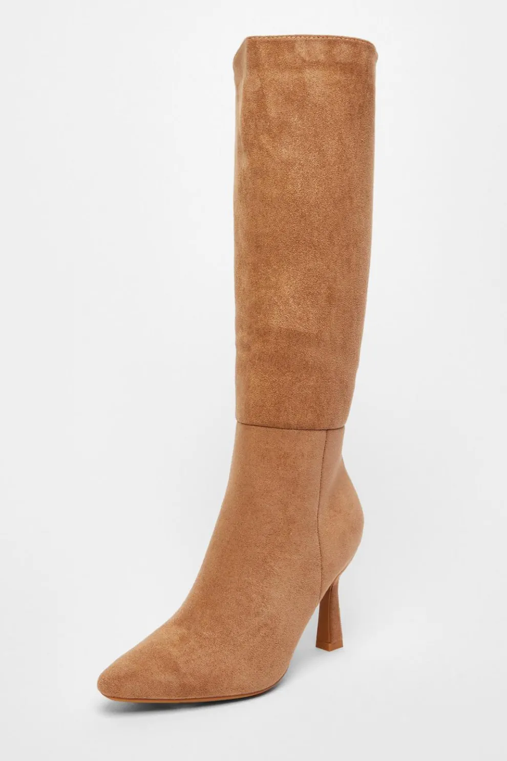 Camel Faux Suede Knee High Boots