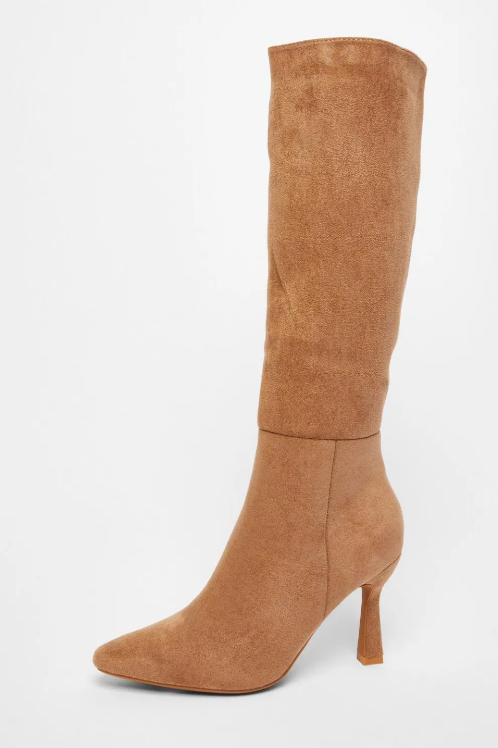 Camel Faux Suede Knee High Boots