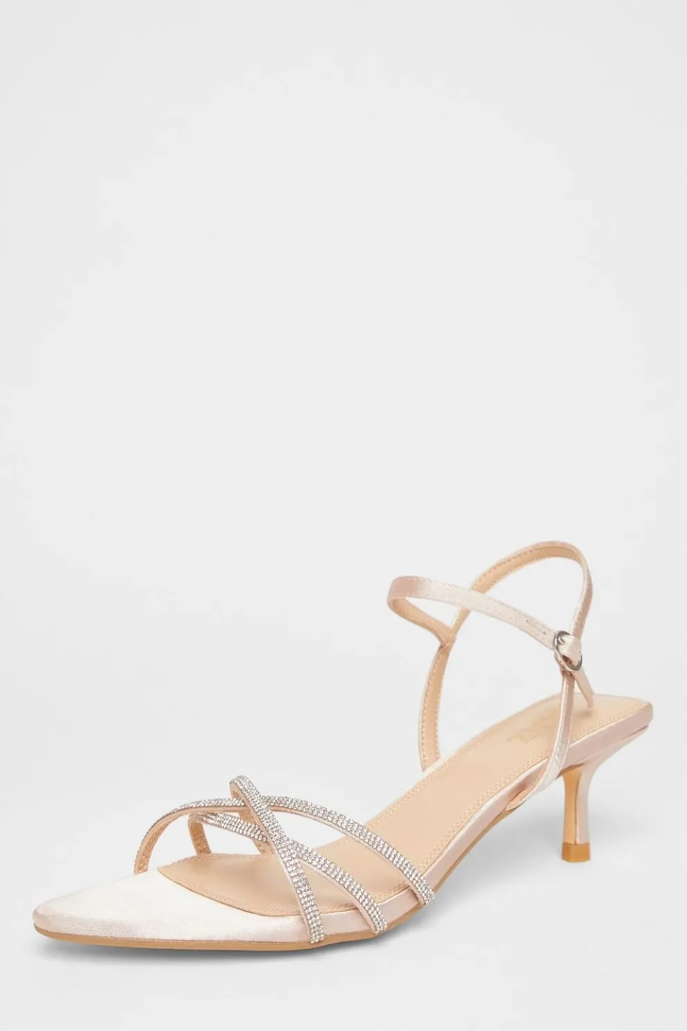 Champagne Diamante Cross Strap Heels