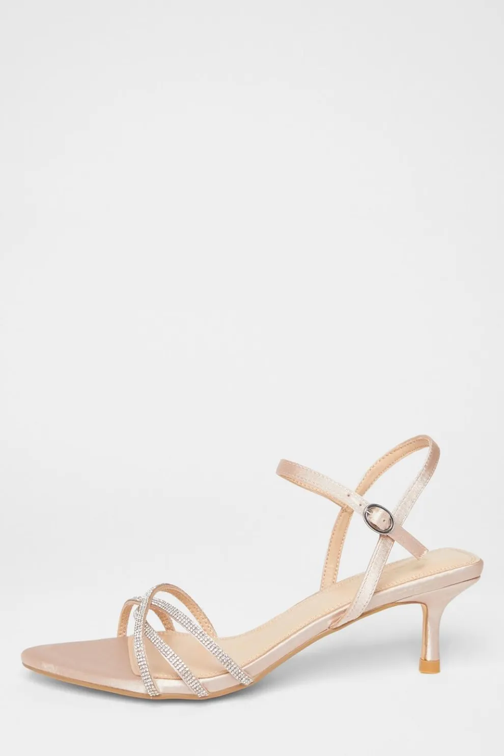 Champagne Diamante Cross Strap Heels
