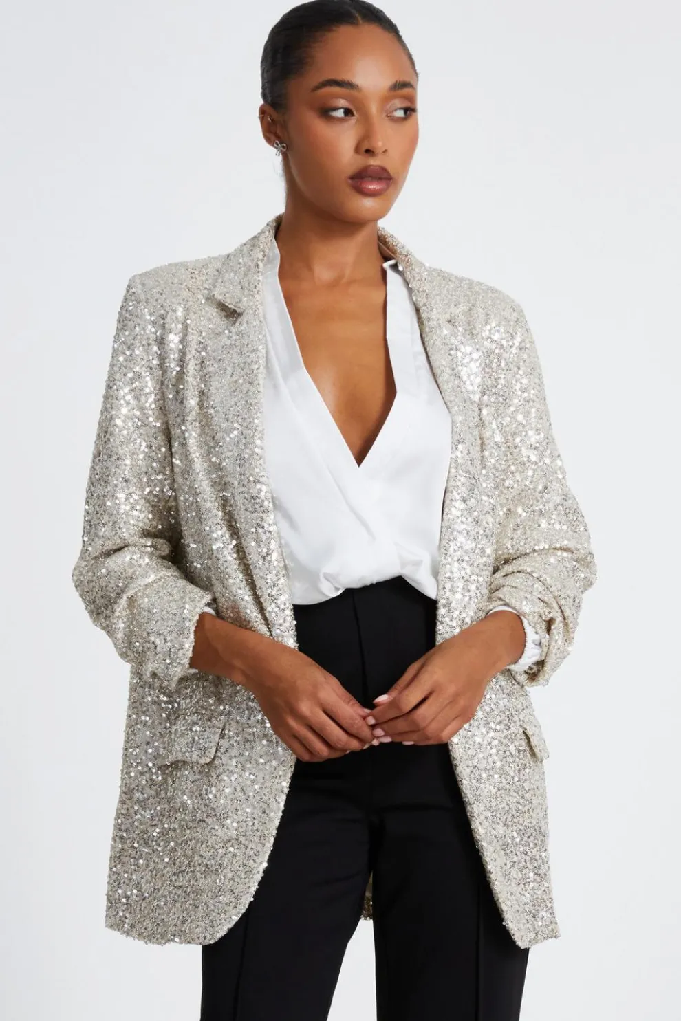 Champagne Sequin Tailored Blazer