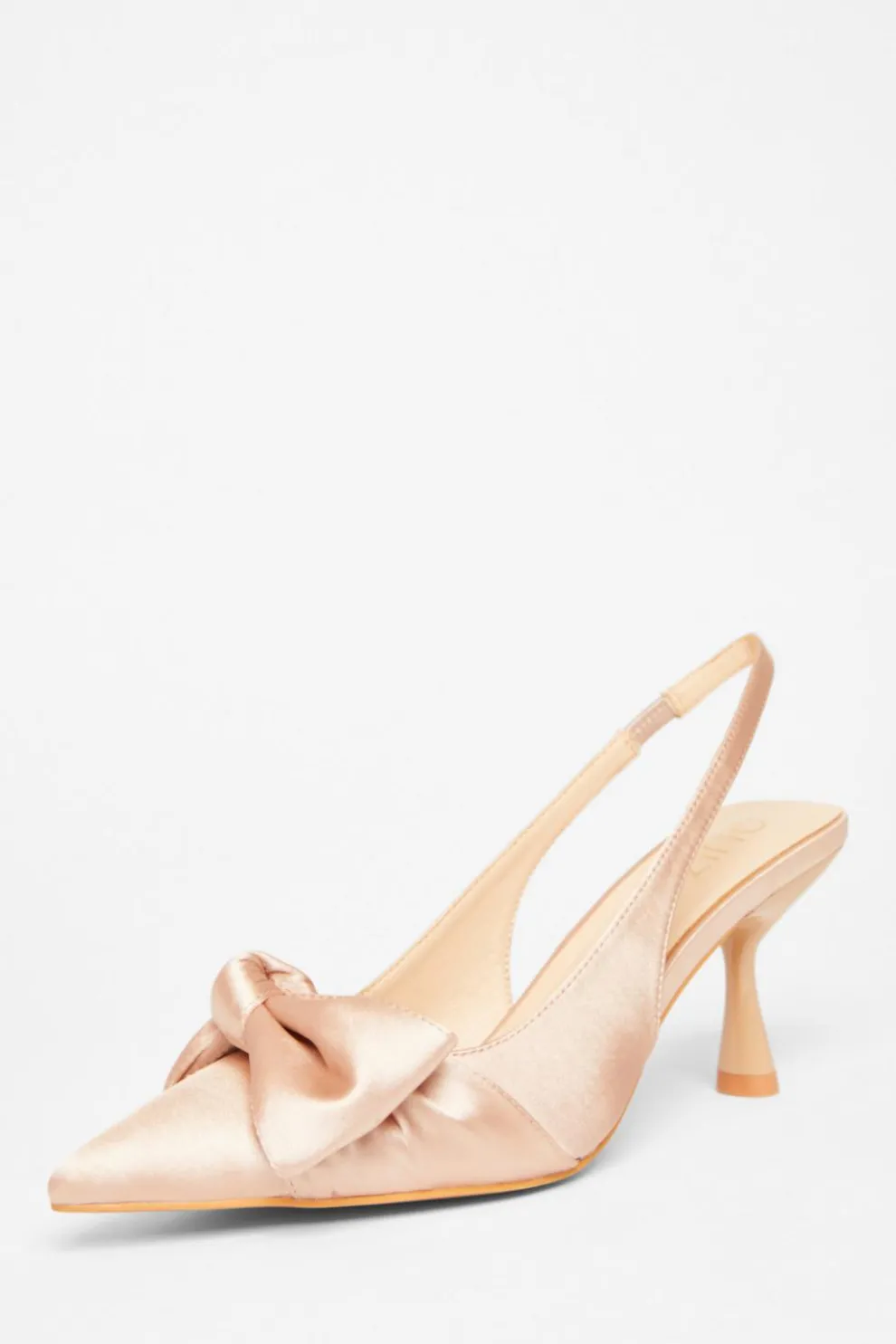 Champagne Sling Back Bow Heels