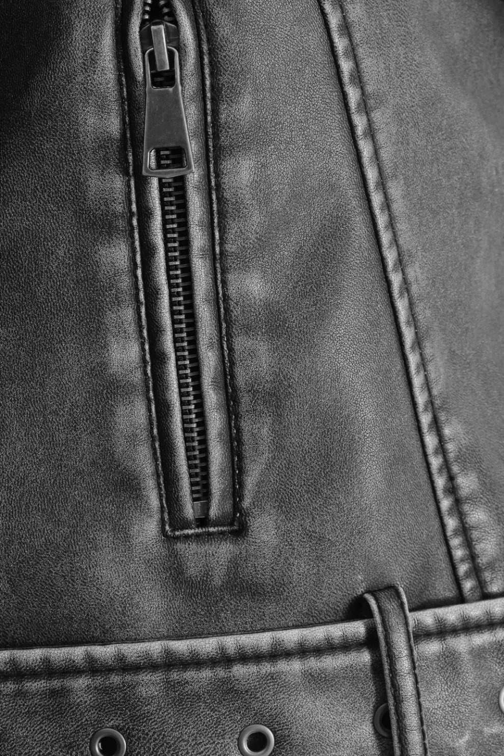 Charcoal Faux Leather Oversized Biker Jacket