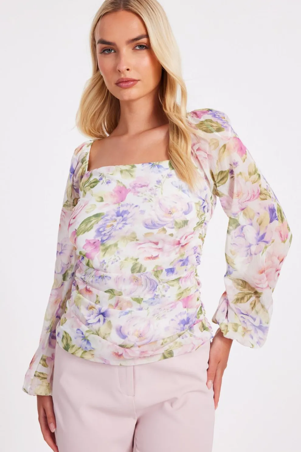 Chiffon Floral Long Sleeve Top
