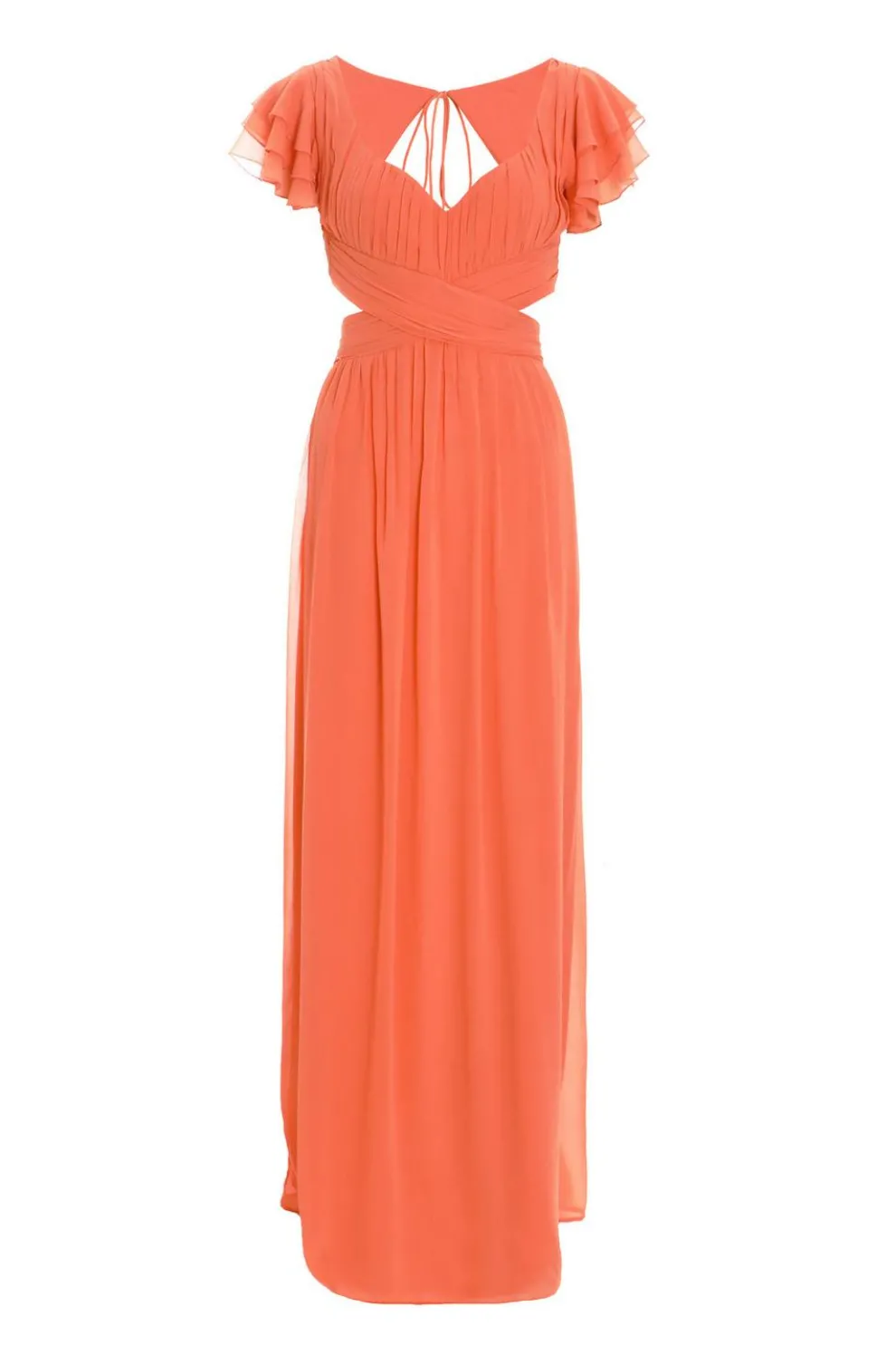 Coral Chiffon Backless Maxi dress