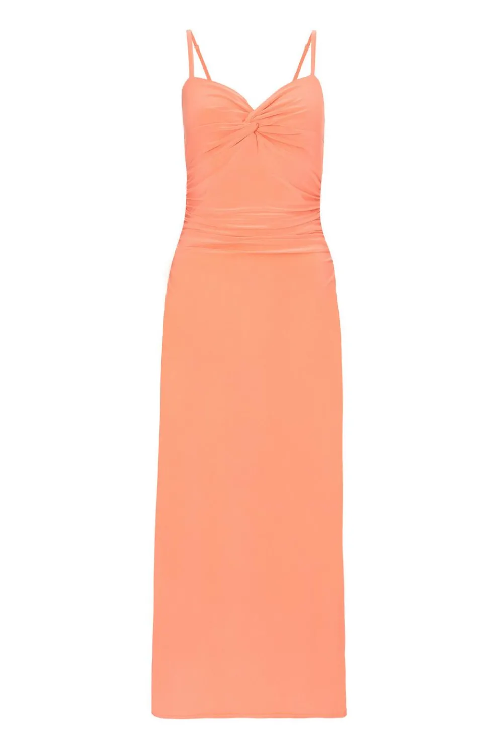 Coral Knot Detail Midi Dress
