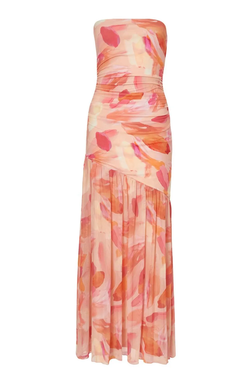 Coral Mesh Floral Midaxi Dress