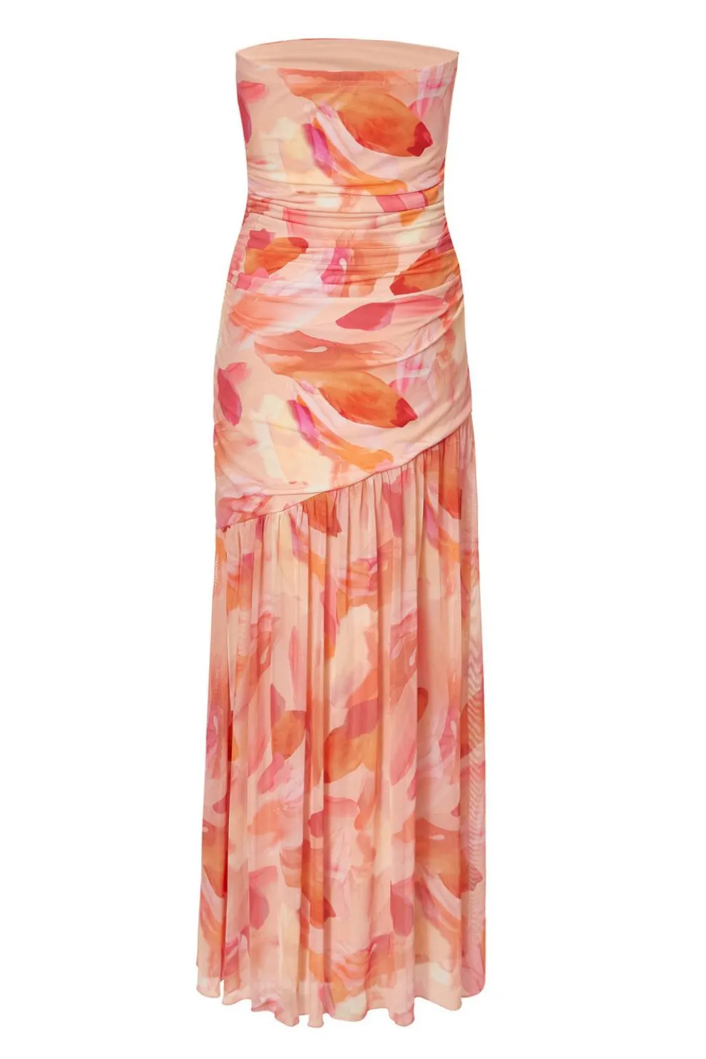 Coral Mesh Floral Midaxi Dress