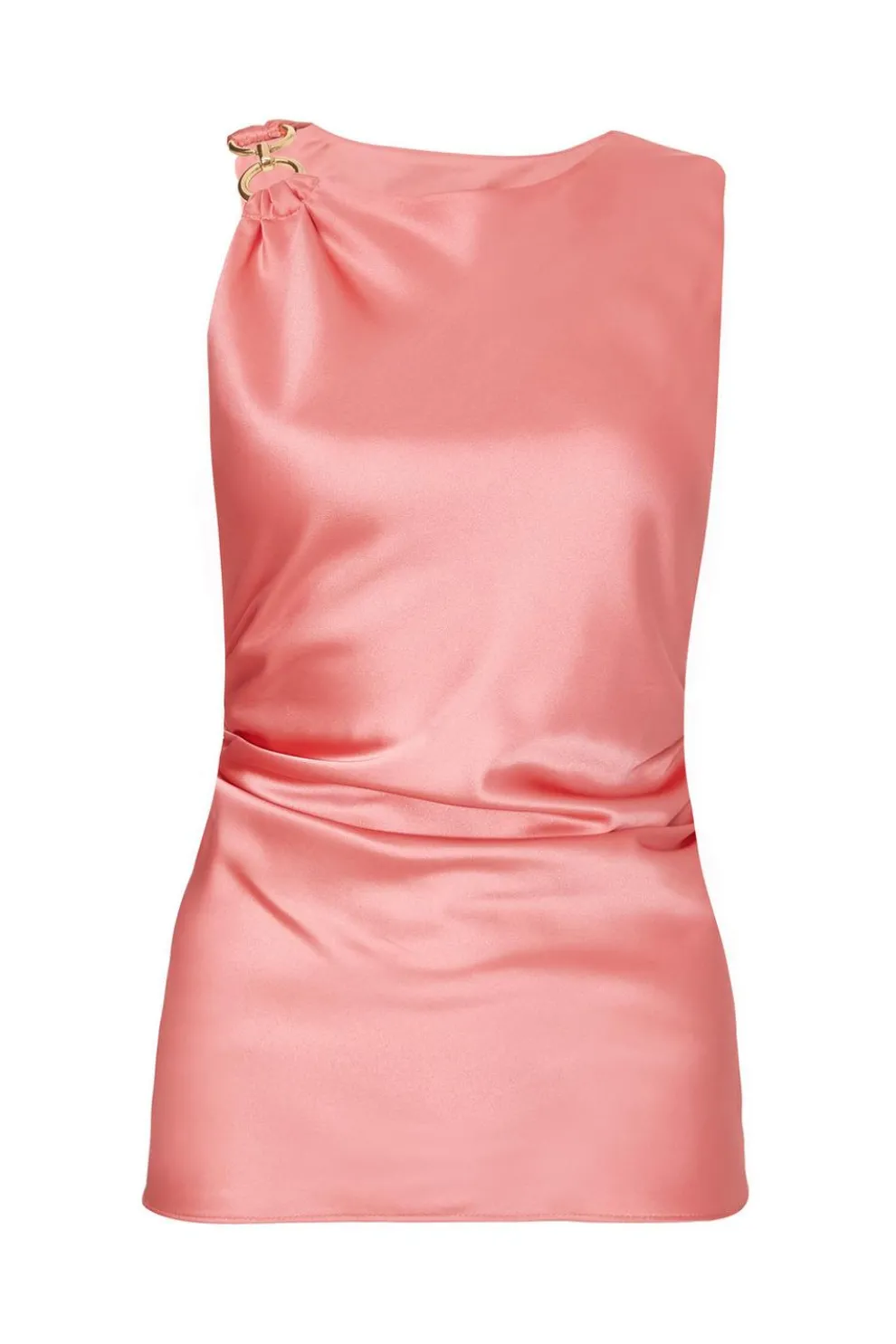 Coral Satin Buckle Top