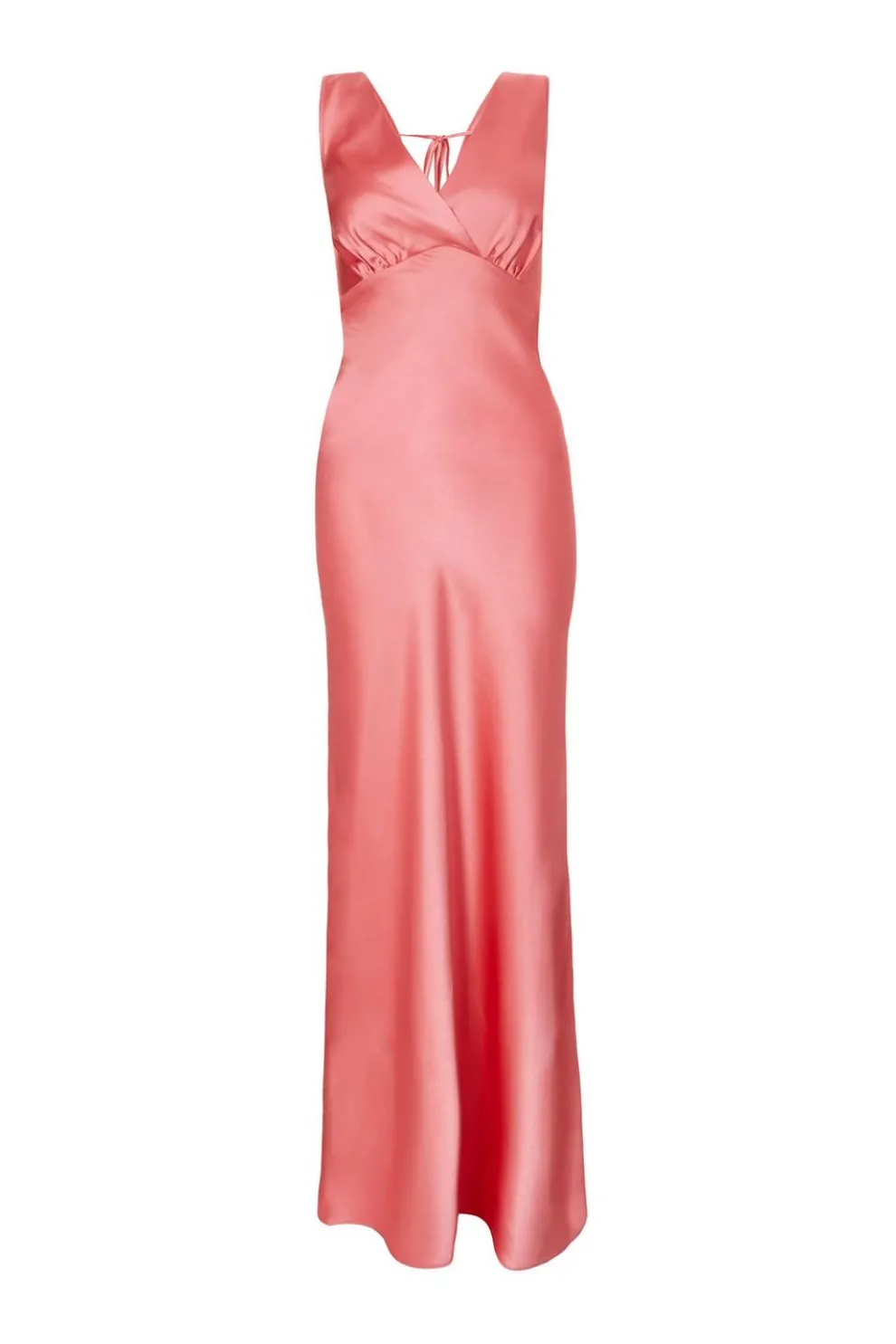 Coral Satin Cowl Back Maxi Dress